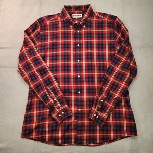 Barbour Shirt Men's XL Red Endsleigh Highland Check Tartan Plaid Tailored Fit